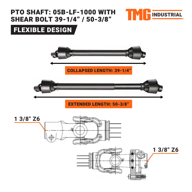 TMG Industrial 55” 3-Point Hitch Rotary Tiller, 30-40 HP Compact Tractor, 6” Tilling Depth, PTO Shaft Included, Category 2 Hookup, TMG-RT135