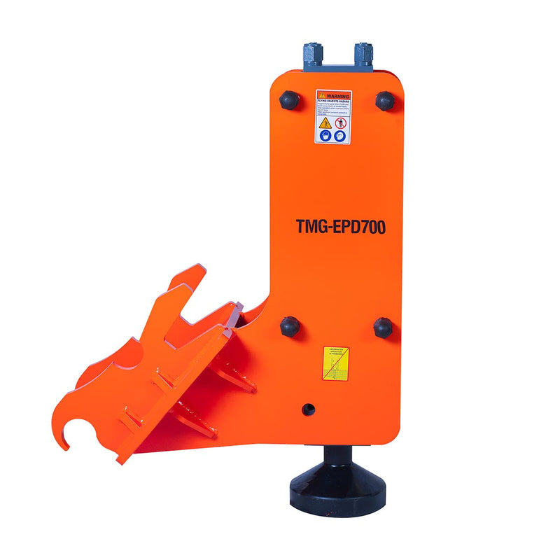 TMG Industrial Excavator Hydraulic Post Pounder, 700 Ft-lb Energy Class, 500-900 BPM,  8” Post Capacity, 4-7 Ton Excavator, TMG-EPD700