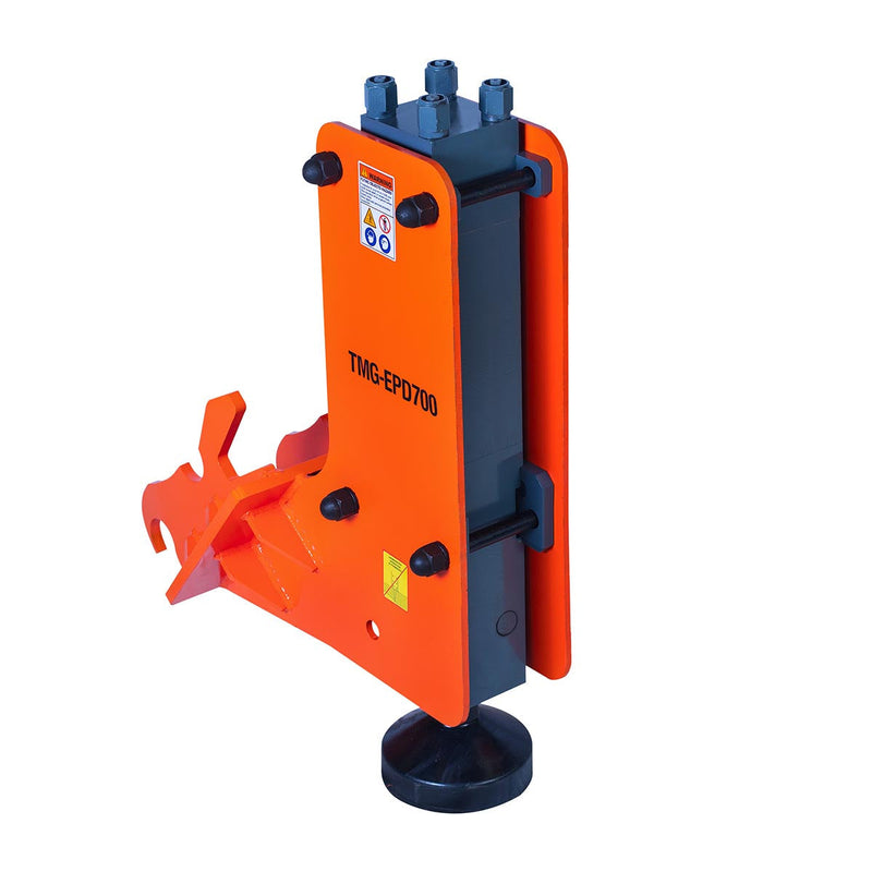 TMG Industrial Excavator Hydraulic Post Pounder, 700 Ft-lb Energy Class, 500-900 BPM,  8” Post Capacity, 4-7 Ton Excavator, TMG-EPD700