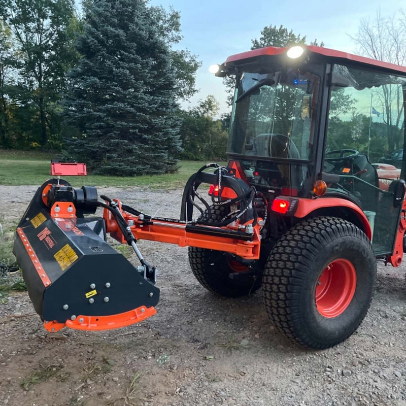 TMG Industrial 60” Offset Ditch Bank Flail Mower with 90° Tilt, 3-Point Hitch, 30-60 HP Tractor, PTO Drive Shaft, TMG-TFMO60