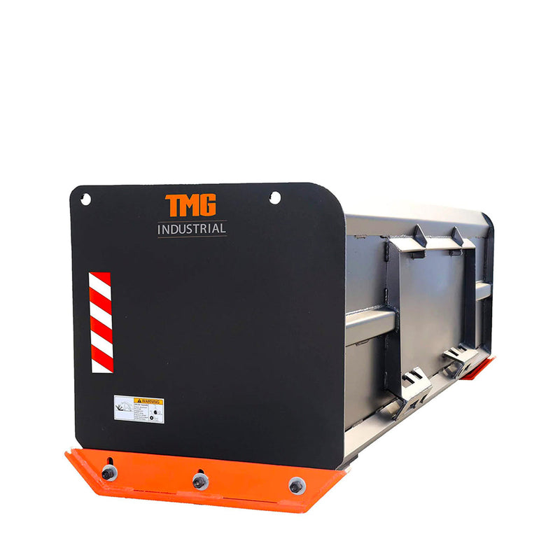 TMG Industrial 9’ Skid Steer Snow Pusher w/Steel Cutting Edge, Pivoting Wear Shoes, Side Braces, 40-70 HP, TMG-SP09