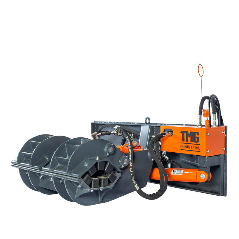 TMG Industrial 2500-lb Skid Steer Pole Setter, 45' Pole Capacity, 0°-100° Claw Rotation, Jaw Claw Opening 4" to 20", TMG-SPS46