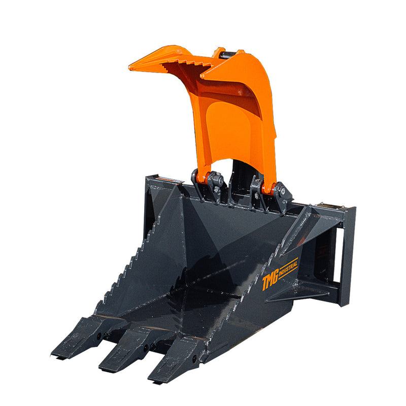 TMG Industrial Mini Skid Steer Stump Bucket Grapple, 2200-lb Grapple Capacity, Toro Style Mount Plate, TMG-SSG36