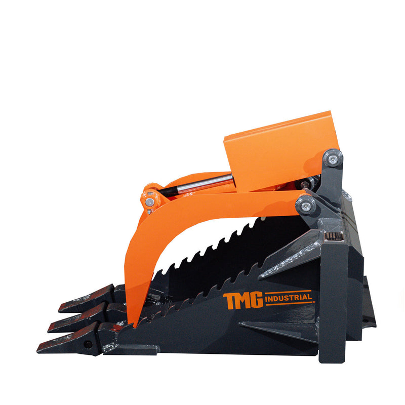 TMG Industrial Mini Skid Steer Stump Bucket Grapple, 2200-lb Grapple Capacity, Toro Style Mount Plate, TMG-SSG36