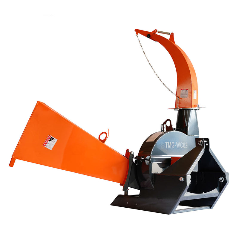 TMG Industrial Compact 3-Point Wood Chipper, 6" Chipping Capacity, Category 1 Hookup, 30-75 HP Tractor, PTO Shaft Included, TMG-WC62