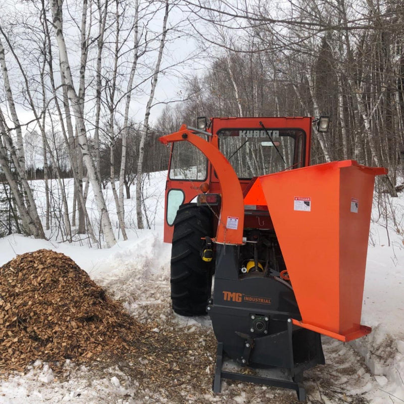 TMG Industrial Compact 3-Point Wood Chipper, 6" Chipping Capacity, Category 1 Hookup, 30-75 HP Tractor, PTO Shaft Included, TMG-WC62