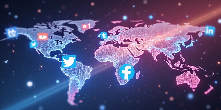 Diverses icônes de médias sociaux flottant au-dessus d'un arrière-plan abstrait