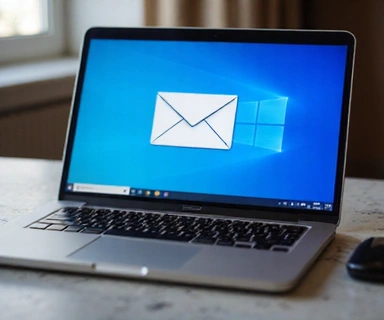 Icône d'enveloppe sur un écran d'ordinateur portable, symbolisant l'envoi d'e-mails