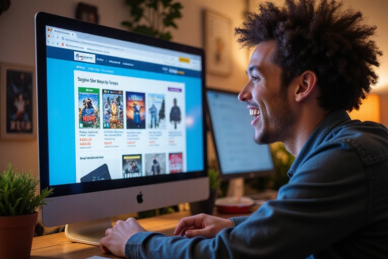 Personne utilisant un ordinateur pour trouver des offres